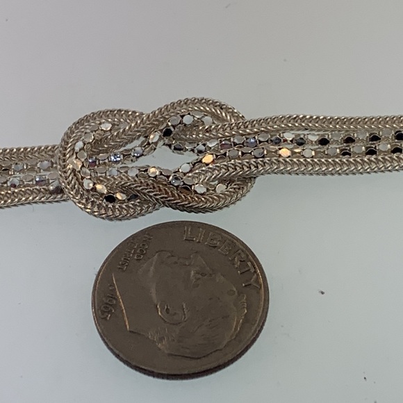 Sterling silver diamond cut multi link knot bracelet, 7”L, gently worn - Picture 4 of 7